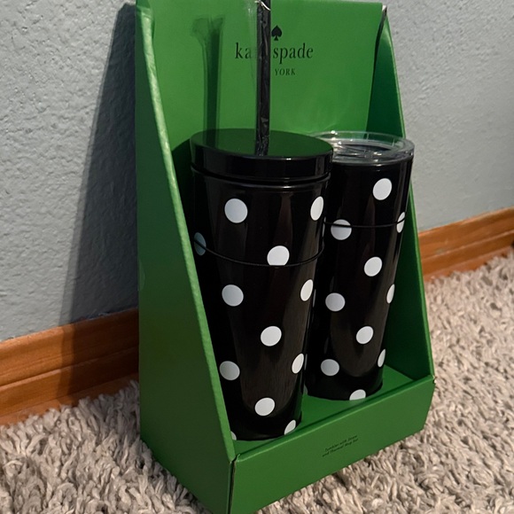 Kate Spade Black Tumbler Set with White Polka Dots - Picture 2 of 5